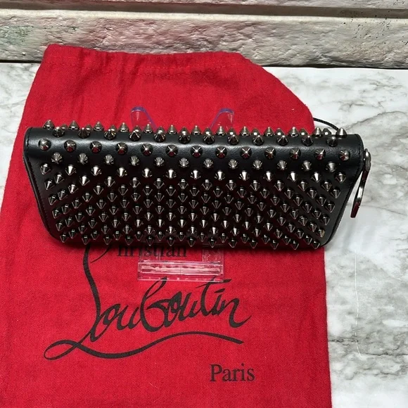 Christian Louboutin Panettone Spikes, Long Wallet Black with Silver Spikes VGUC - Picture 5 of 16